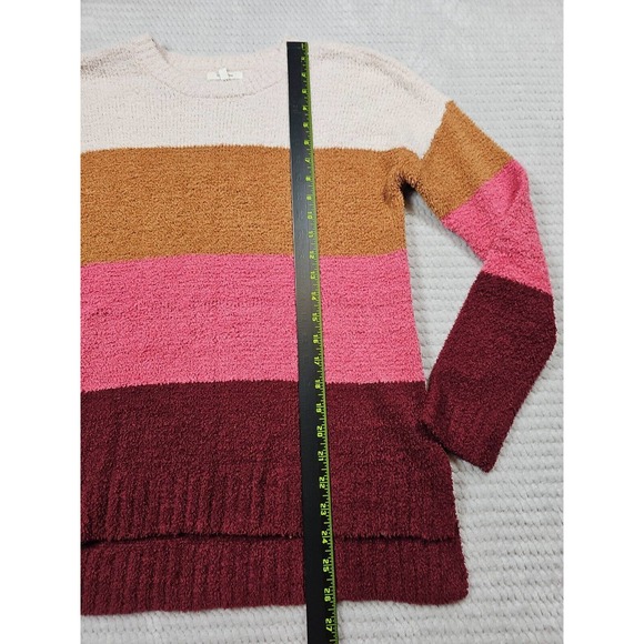 Maurices Sweater Womens Small Fuzzy Colorblock Long Sleeve High Low Hem - Picture 2 of 7